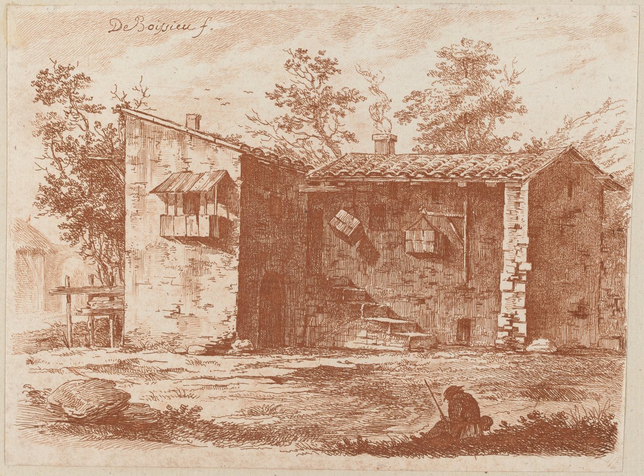 Deux maisons avec toits en tuiles - Jean Jacques de Boissieu