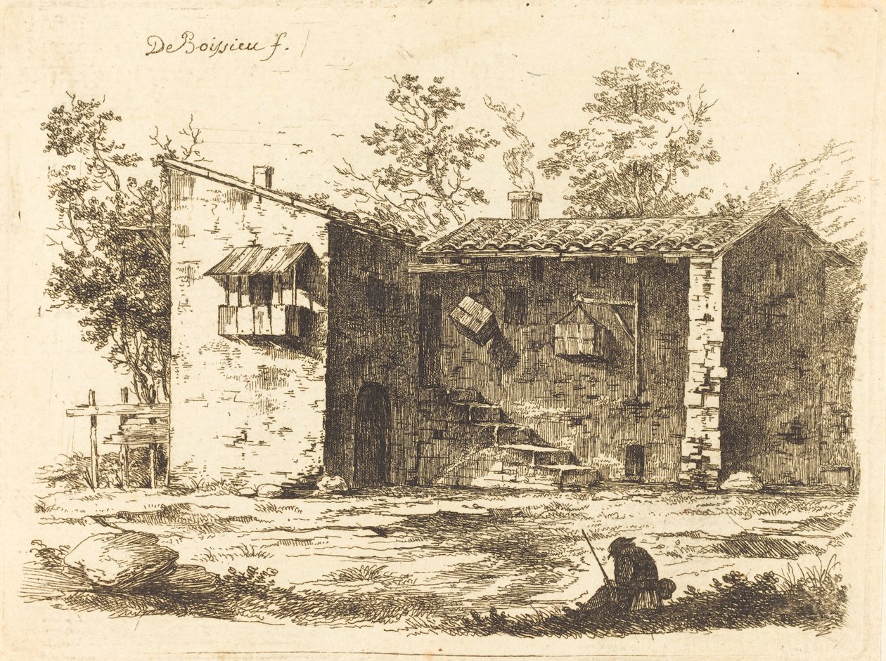 Deux maisons avec toits en tuiles - Jean Jacques de Boissieu