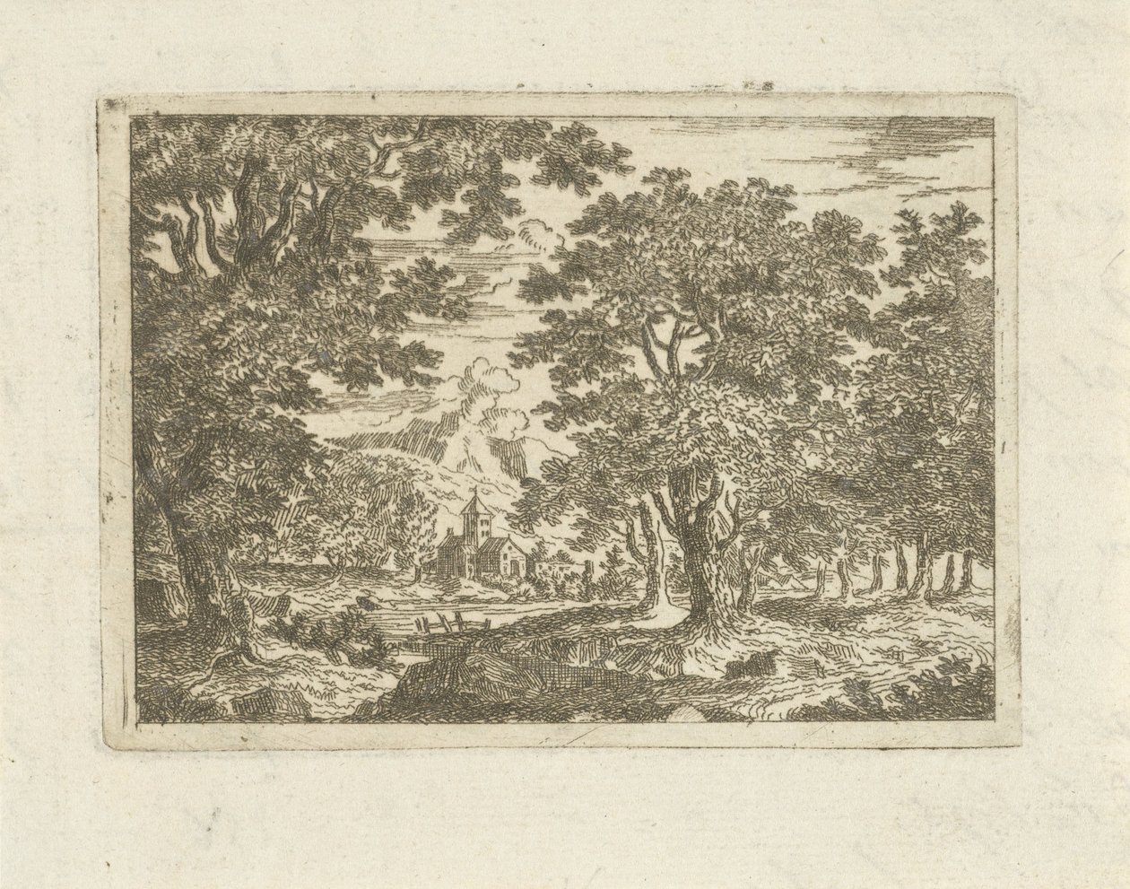 Paysage avec bâtiment en pierre - Jean Joseph Hanson