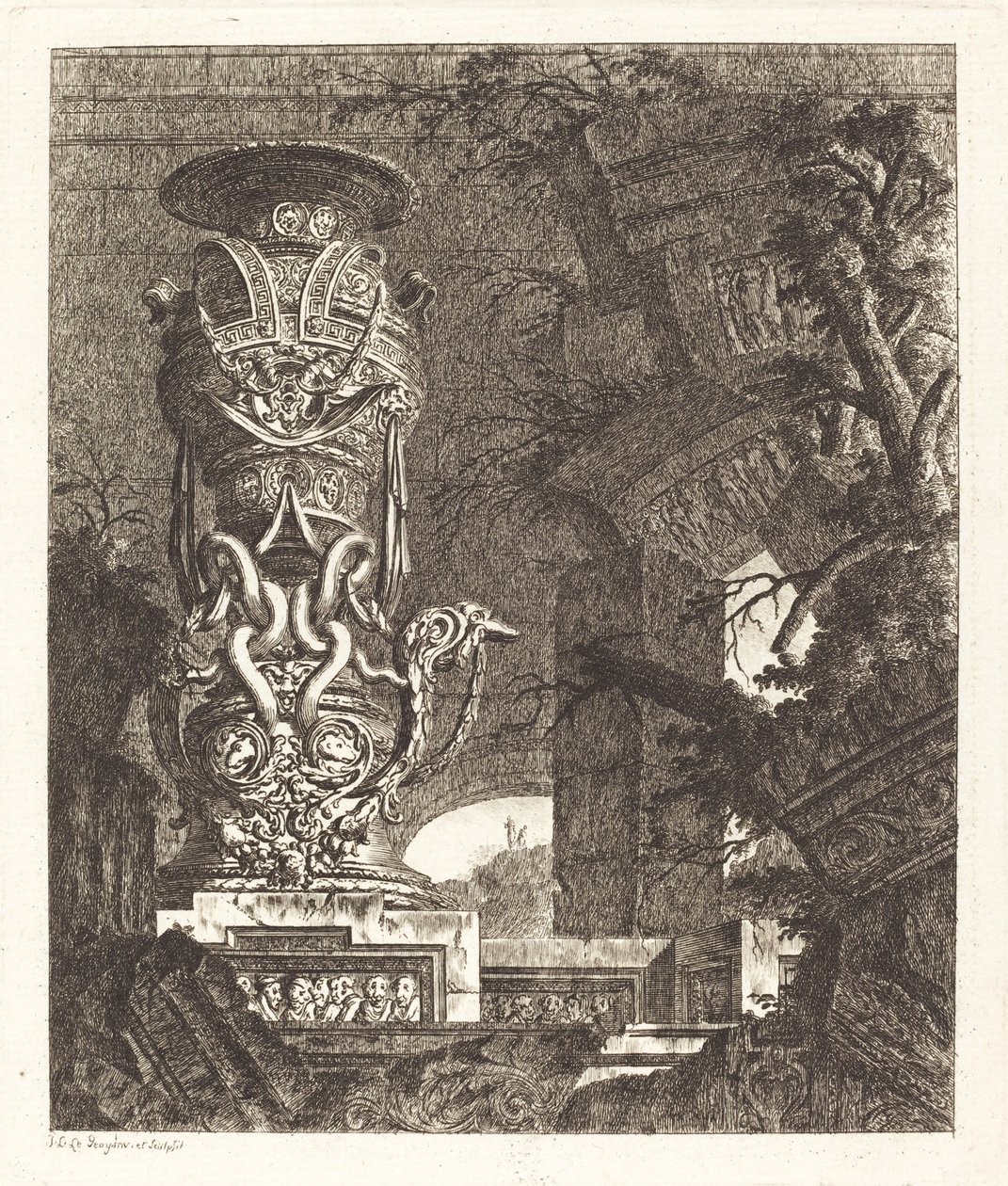 Vase soutenu par des serpents entrelacés - Jean Laurent Legeay