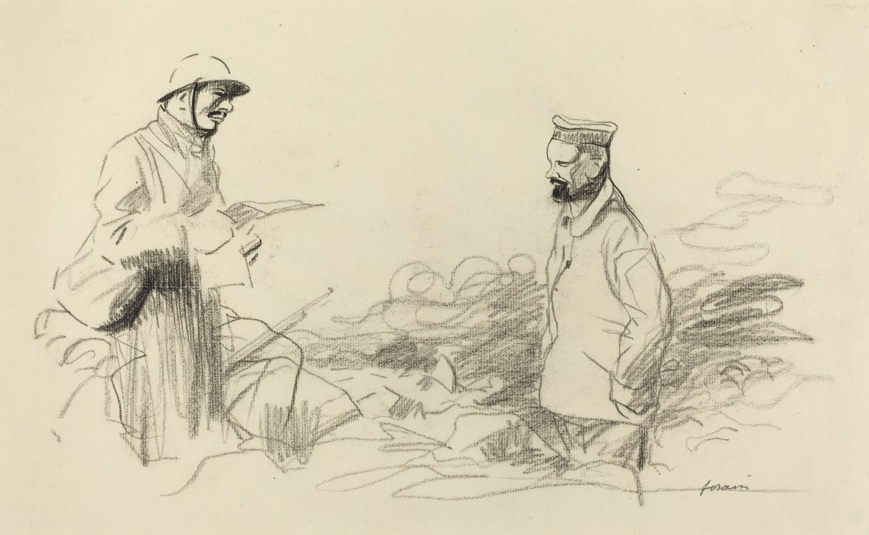 Poilu saluant un soldat allemand - Jean Louis Forain