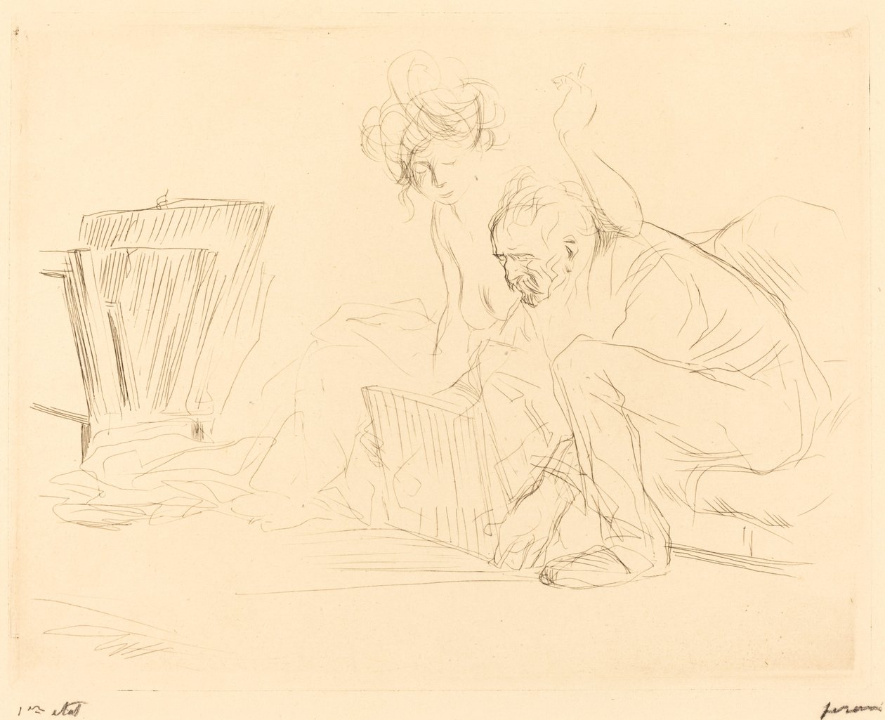 Le repos du modèle (deuxième planche) - Jean Louis Forain