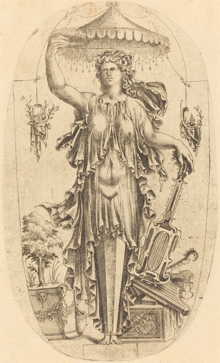 Femme avec instrument de musique - Jean Mignon
