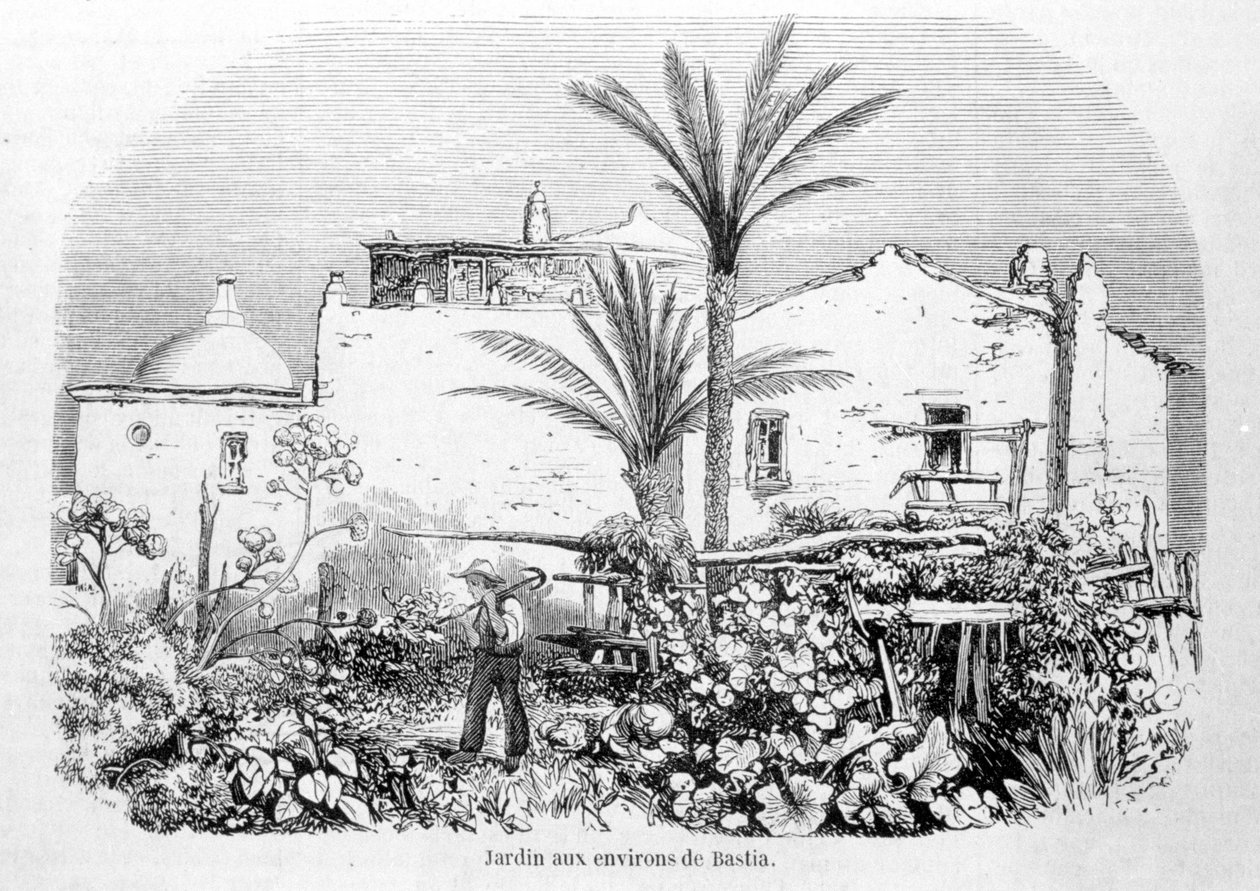 Jardins autour de Bastia. Gravure par Laurens. - Jean Paul Laurens