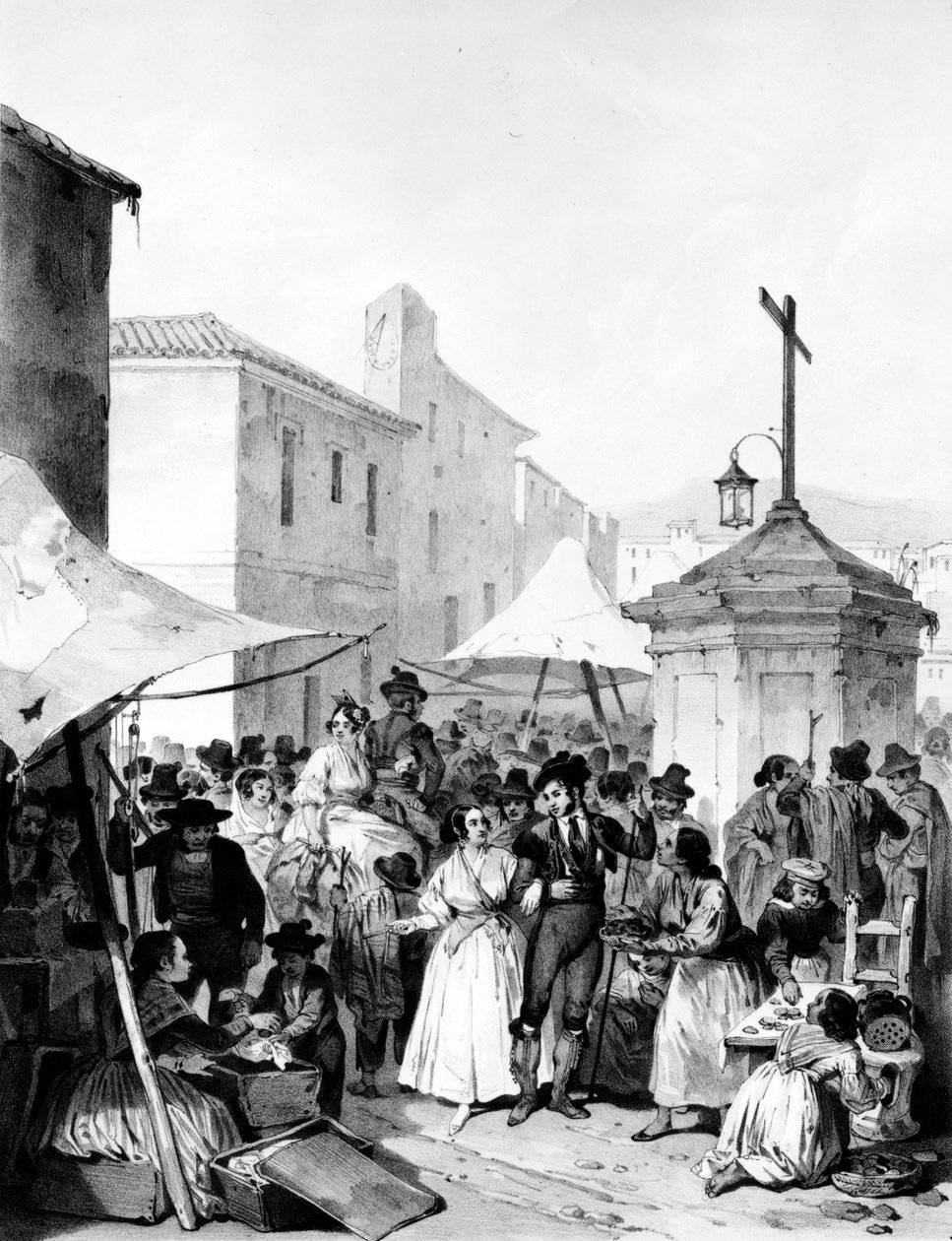Foire de Mayrena, gravée par Bayot, 1842 - Jenaro Pérez Villaamil