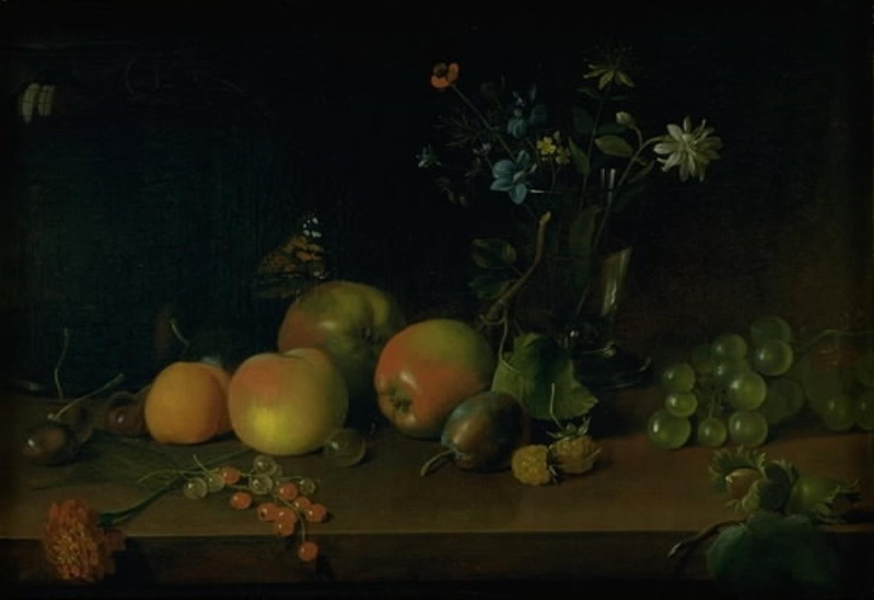 Fleurs et fruits sur une table - Jens Juel