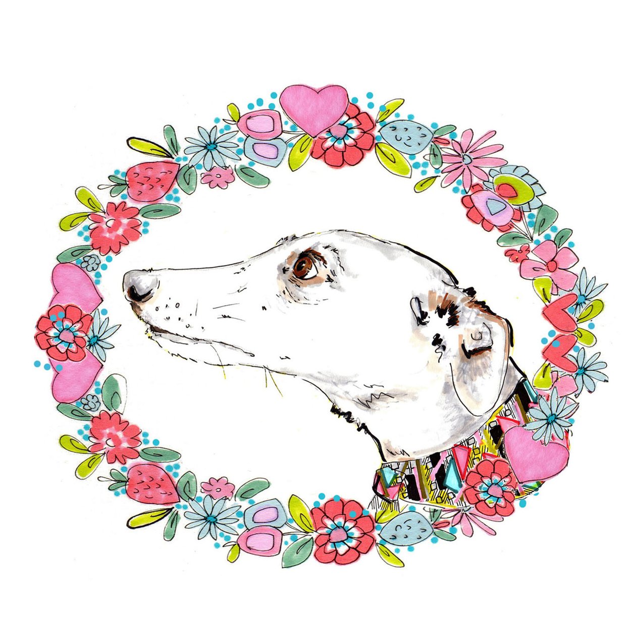 Silvertips Greyhound avec bordure florale, 2012 - Jo Chambers