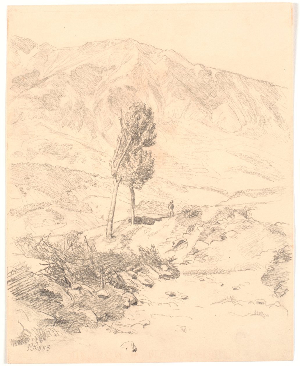 Paysage montagneux italien avec deux arbres - Joakim Frederik Skovgaard