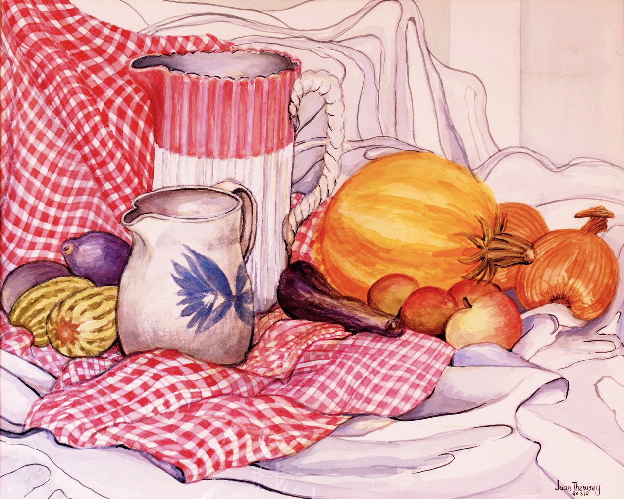 Nature morte avec deux cruches et légumes, 2013 - Joan Thewsey
