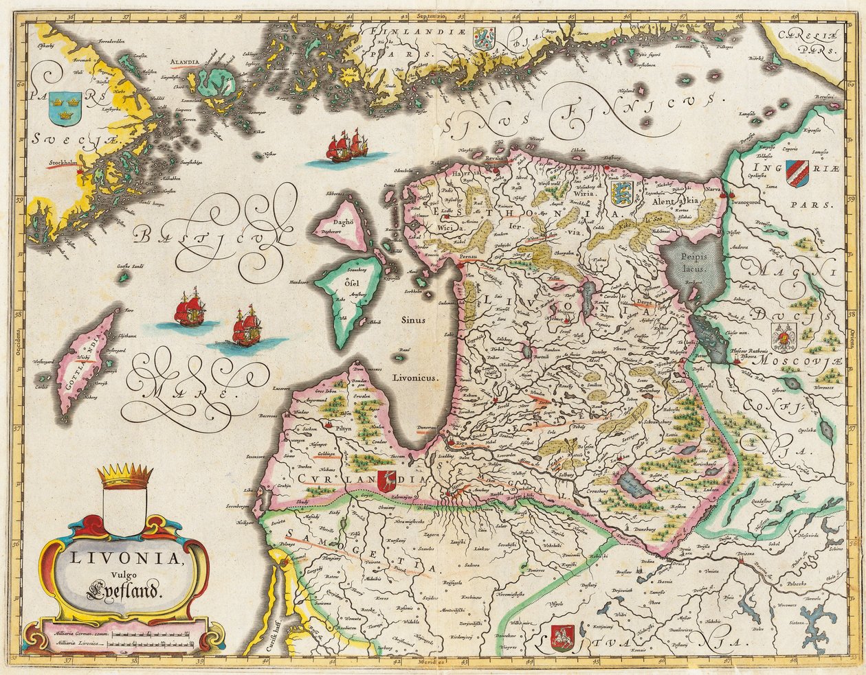 Carte de Livonie, Vulgo Lyefland, Atlas Maior - Joan Blaeu