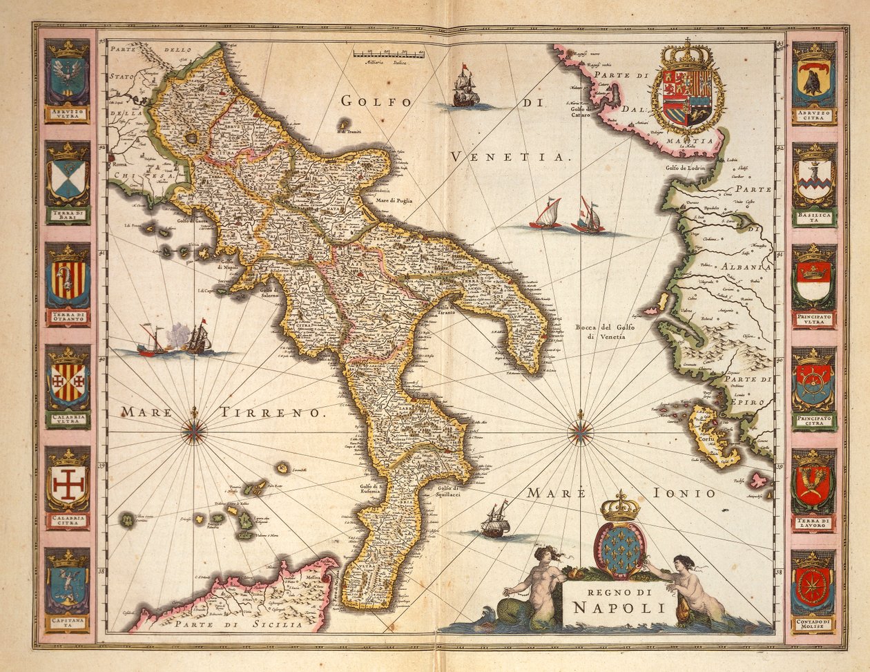 Carte de la région de Calabre, par Joan Blaeu - Joan Blaeu