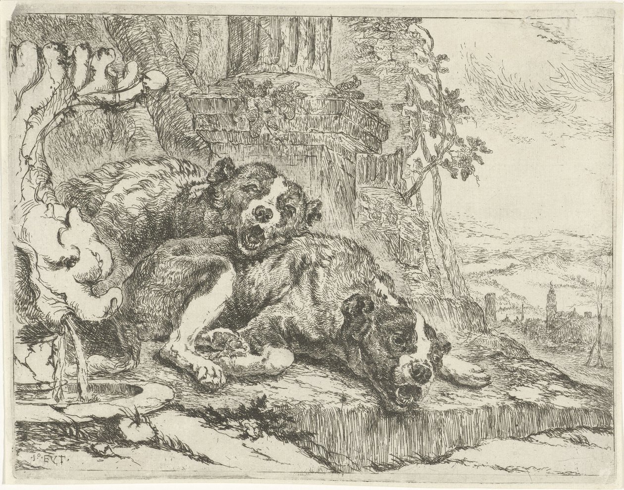 Deux chiens couchés - Joannes Fijt