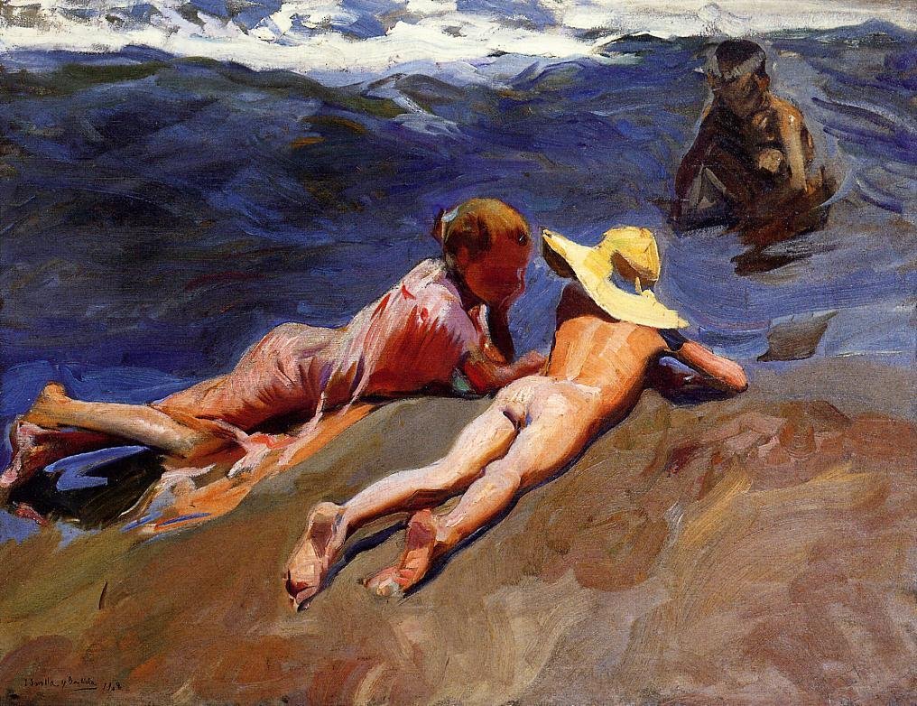 Sur le sable, plage de Valence - Joaquín Sorolla