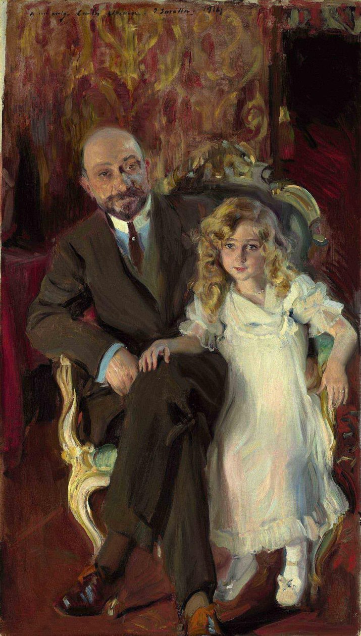 Portrait de Carlos Urcola Ibarra avec sa fille Eulalian - Joaquín Sorolla