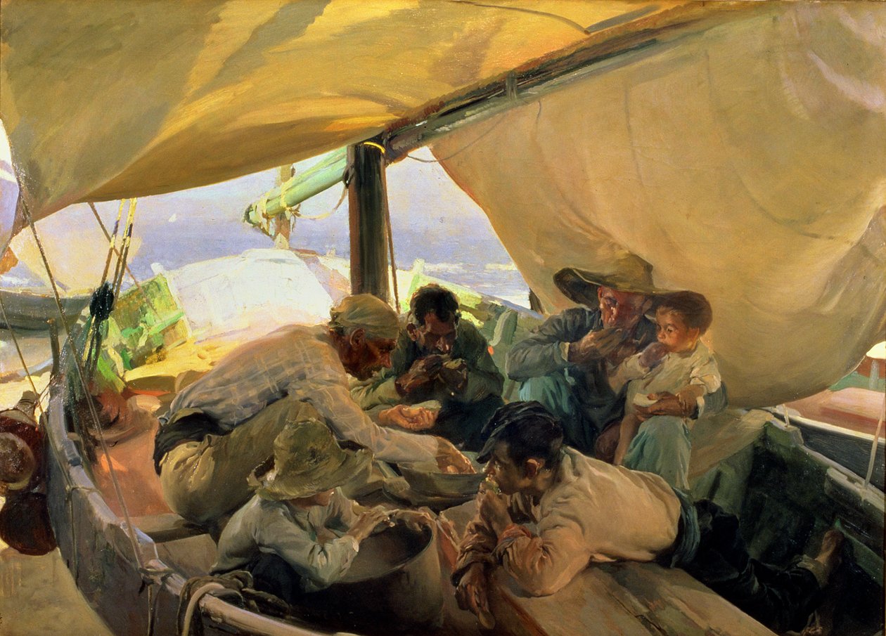 Déjeuner sur le bateau - Joaquin Sorolla y Bastida