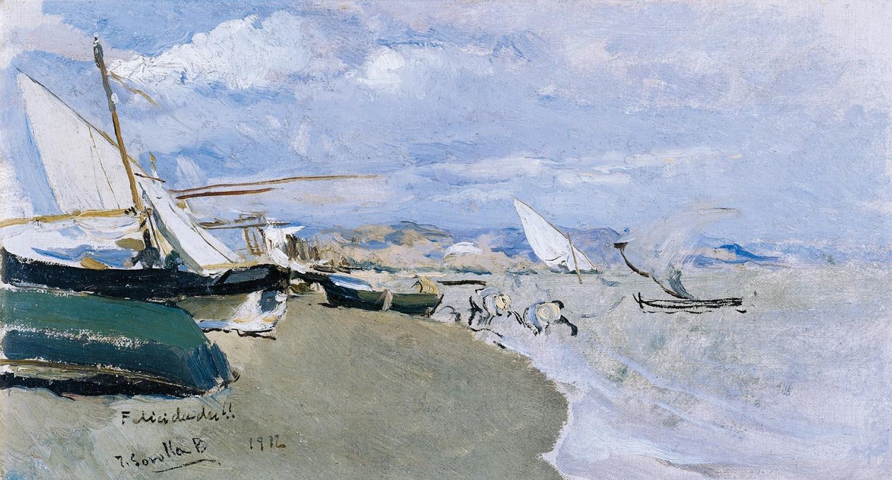 Barques sur la plage, Côte de Levante - Joaquín Sorolla
