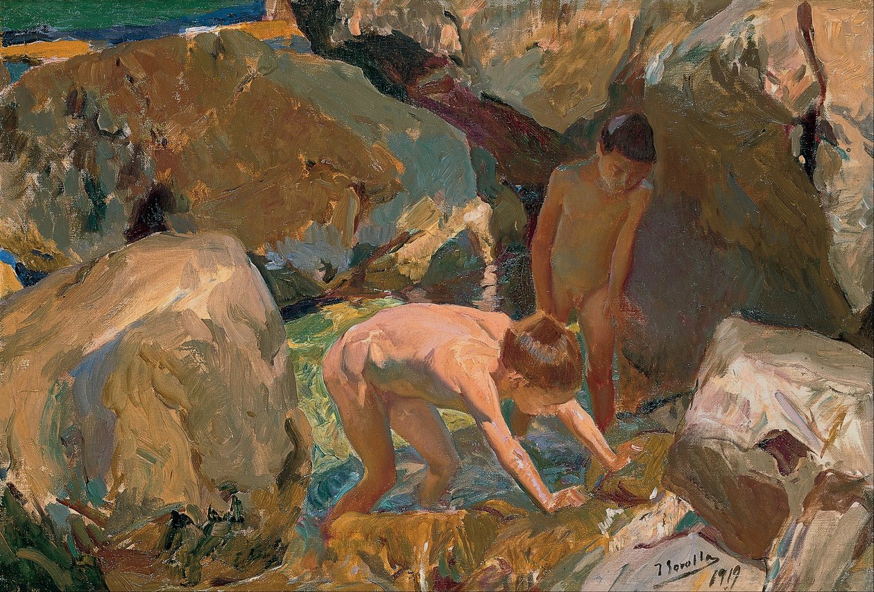 Enfants cherchant des coquillages - Joaquín Sorolla