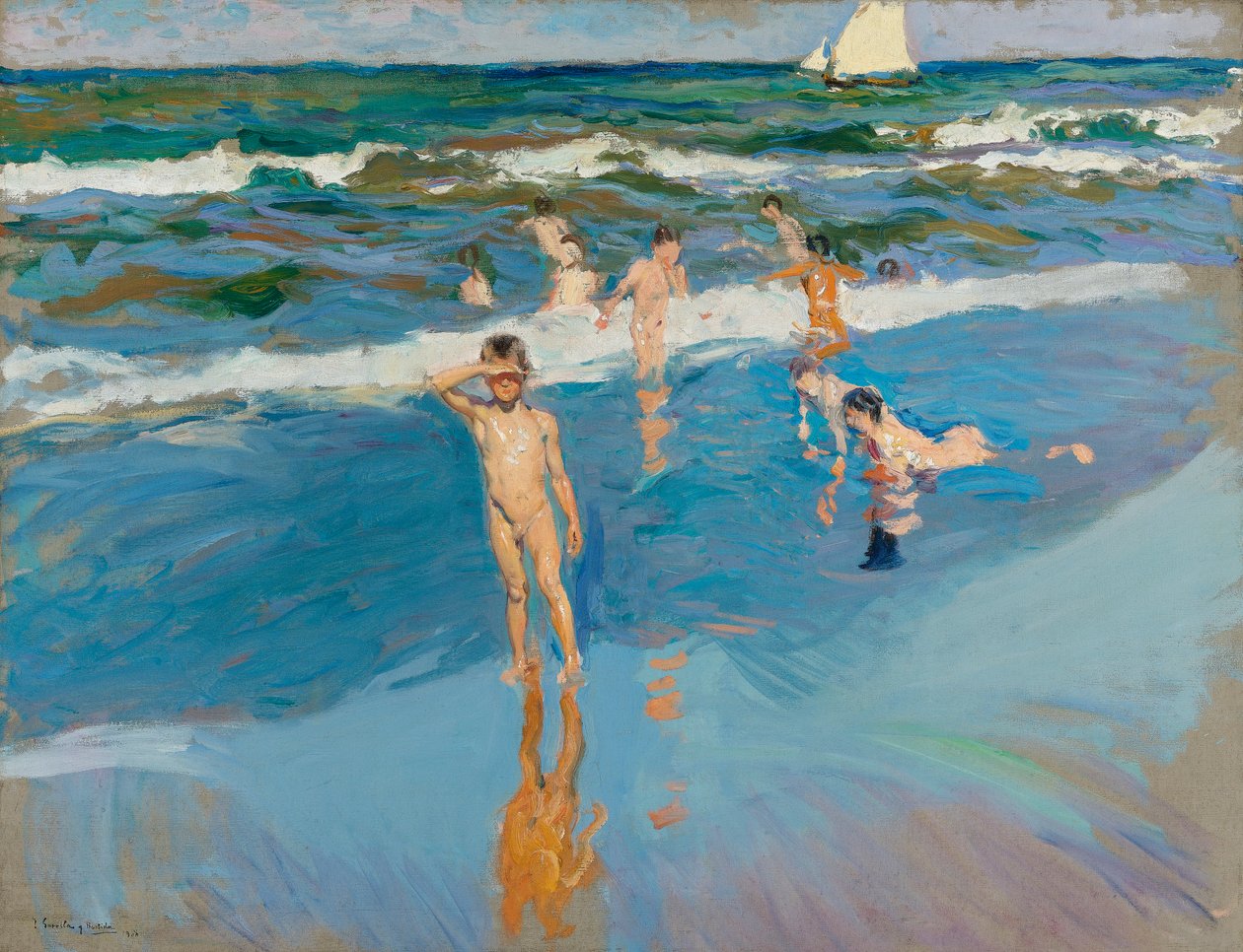 Enfants dans la mer, plage de Valence - Joaquín Sorolla