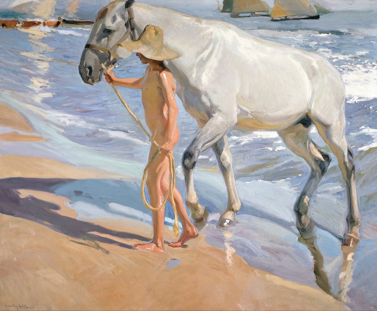 Le bain du cheval - Joaquín Sorolla