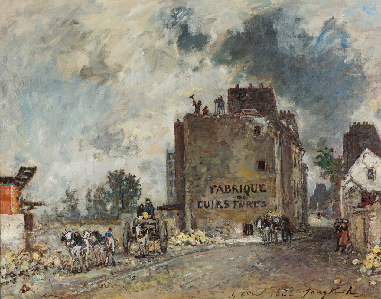 Travaux de démolition dans la Rue des Franc-Bourgeois St. Marcel - Johan Barthold Jongkind