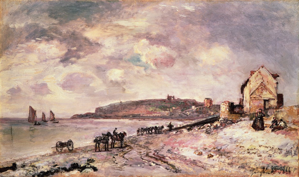 Paysage marin avec poneys sur la plage - Johan Barthold Jongkind