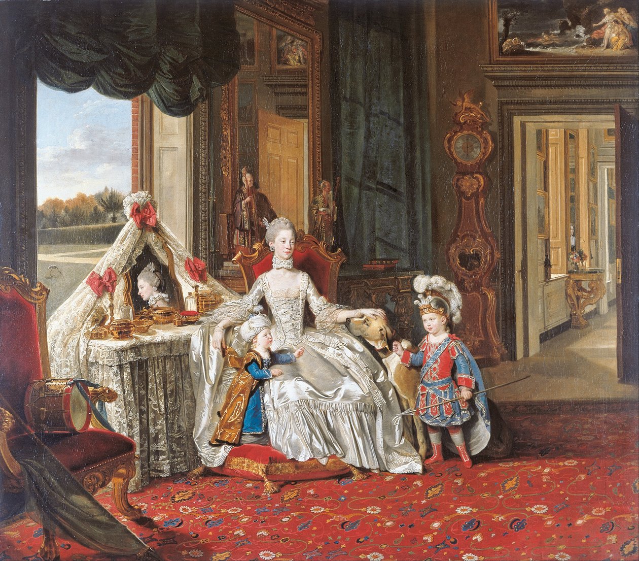 La reine Charlotte (1744-1818) avec ses deux fils aînés - Johan Joseph Zoffany