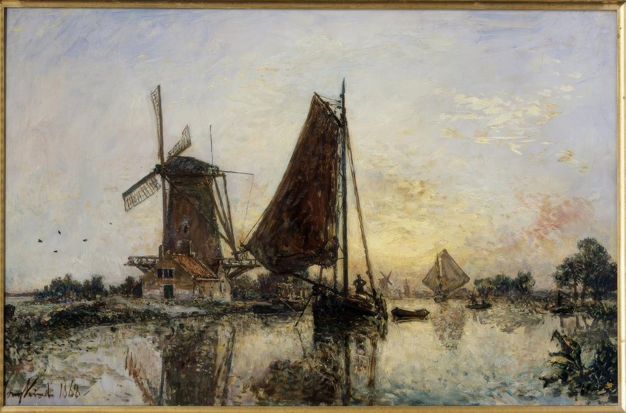 En Hollande. Bateaux près d