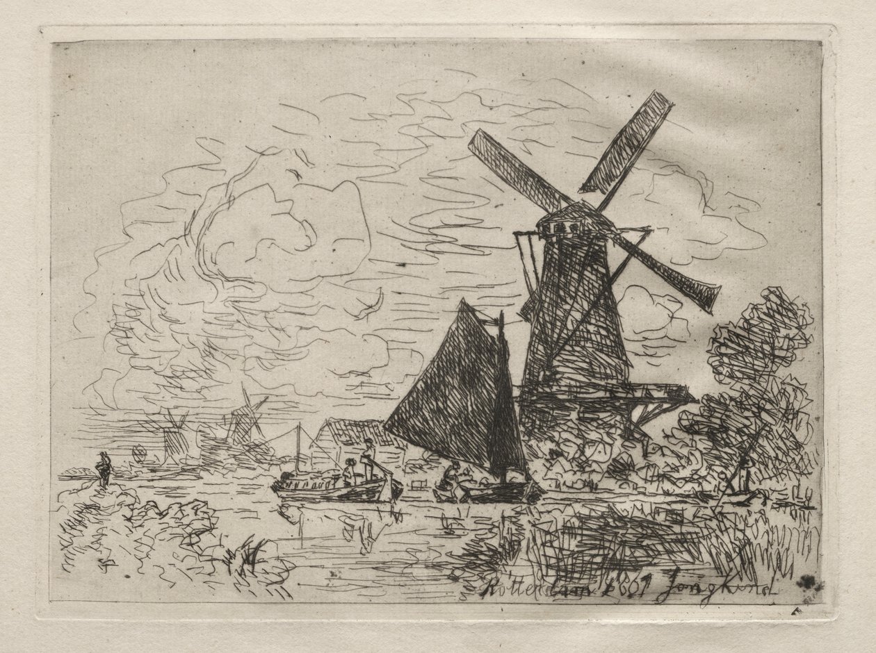 Moulins à vent en Hollande - Johan Barthold Jongkind