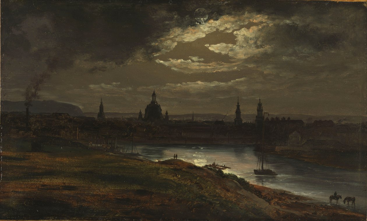 Dresde au clair de lune - Johan Christian Dahl
