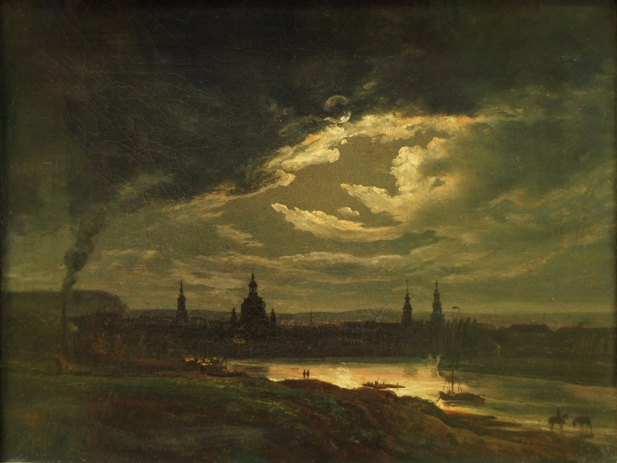 Vue nocturne de Dresde - Johan Christian Dahl