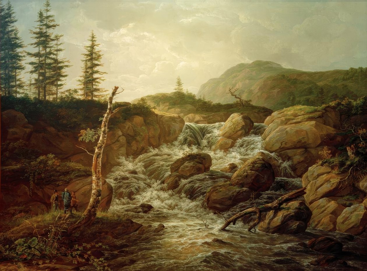 Paysage nordique avec une cascade - Johan Christian Dahl