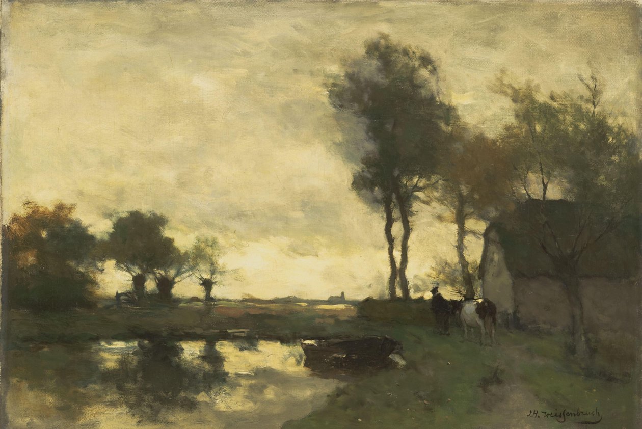 Paysage avec ferme près d