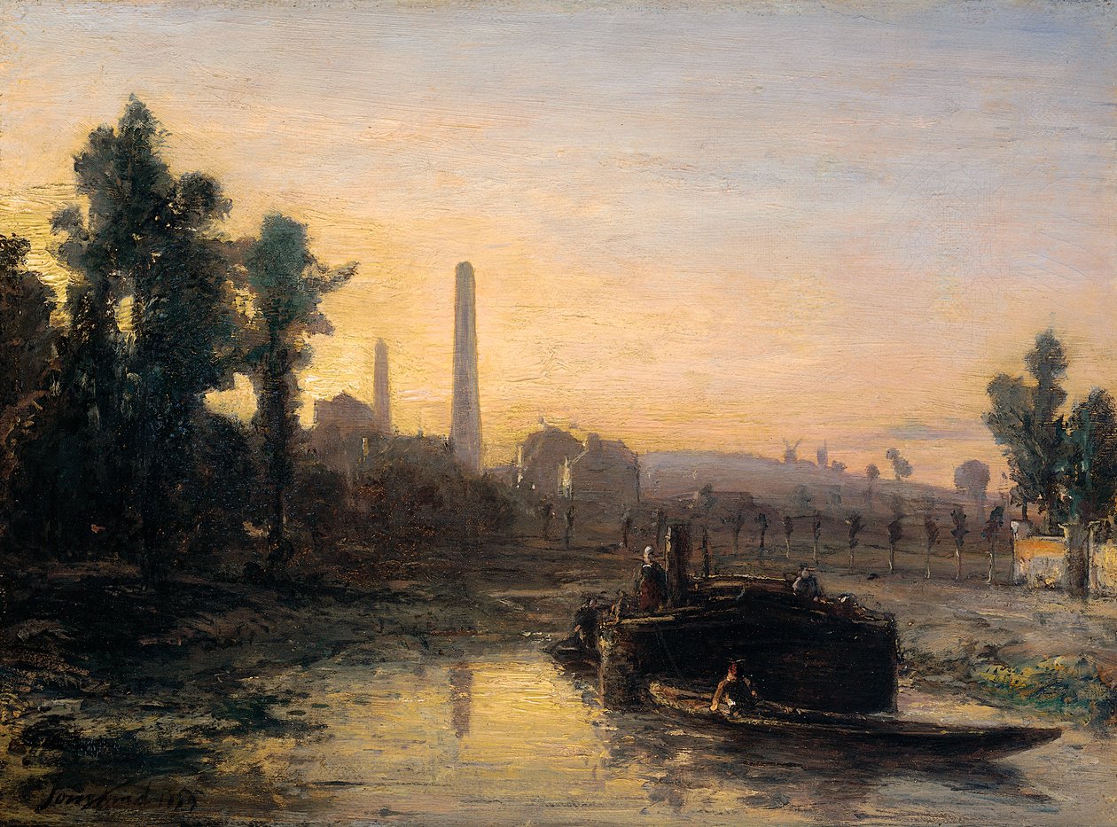 Vue sur la rivière en France, éventuellement près de Pontoise - Johan Jongkind