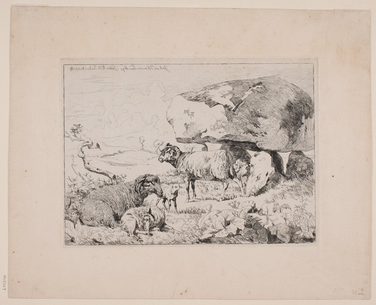 Danish : Moutons sur un tumulus - Johan Lundbye