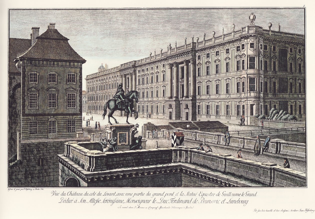 Vue du château avec le pont long, Vieux Berlin - Johann Georg Rosenberg