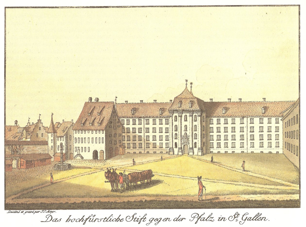 Le monastère princier vers le palais à St. Gallen - Johann Konrad Mayr