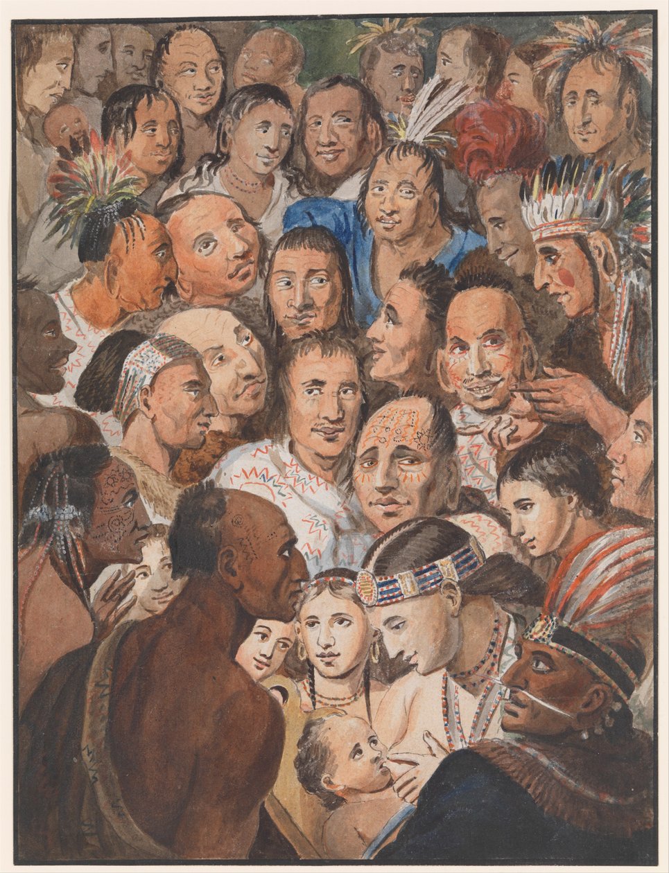 Tableau de visages indiens - Johann Ludwig Krimmel