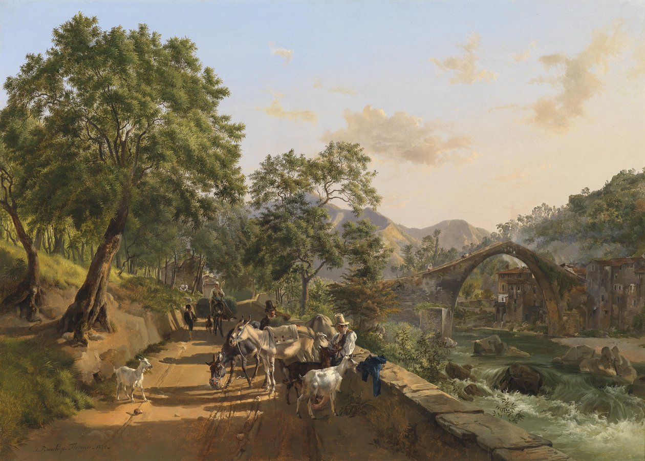 Repos sur la route (Pont de Loro Ciuffena, Arezzo) - Johann Nepomuk Rauch