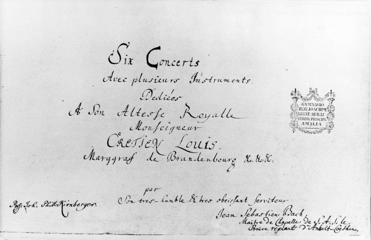 Les Concertos Brandebourgeois, 1721 - Johann Sebastian Bach