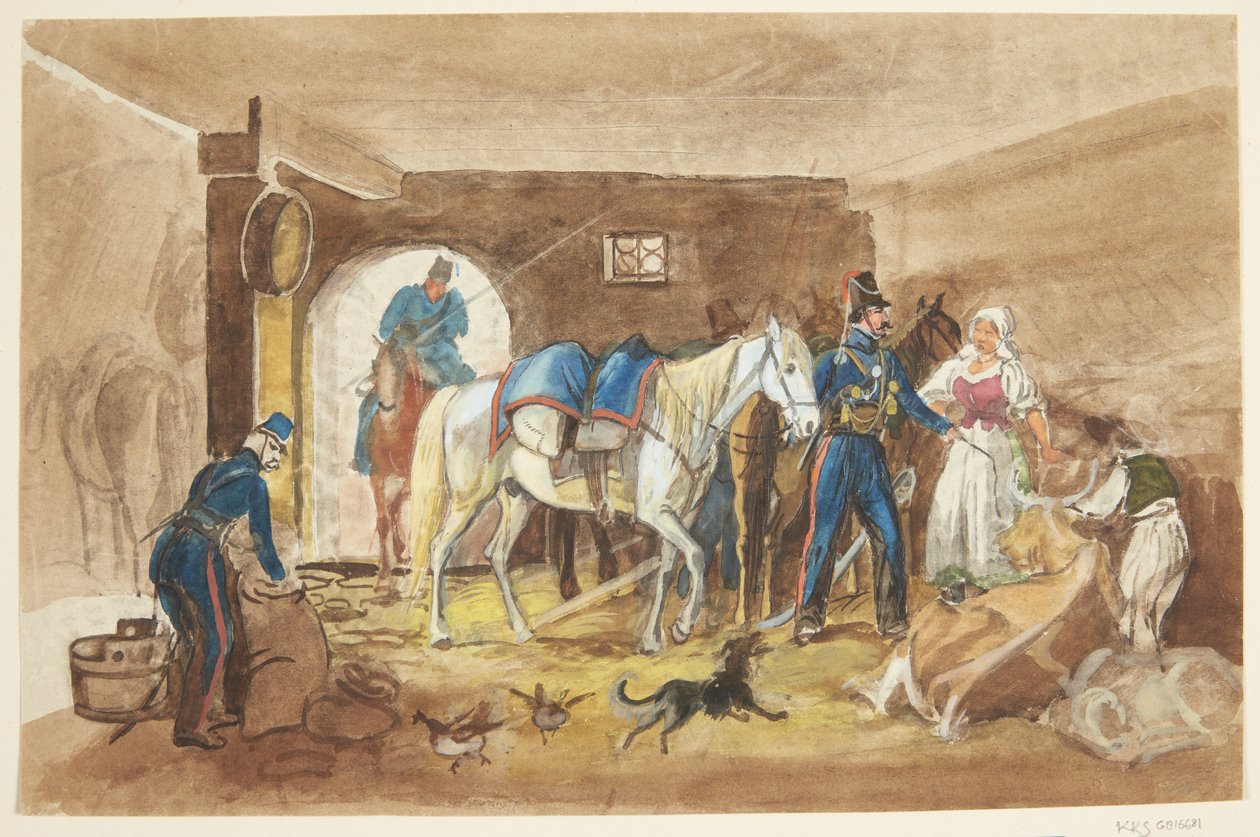 Cavaliers dans une étable - Johann Adam Klein