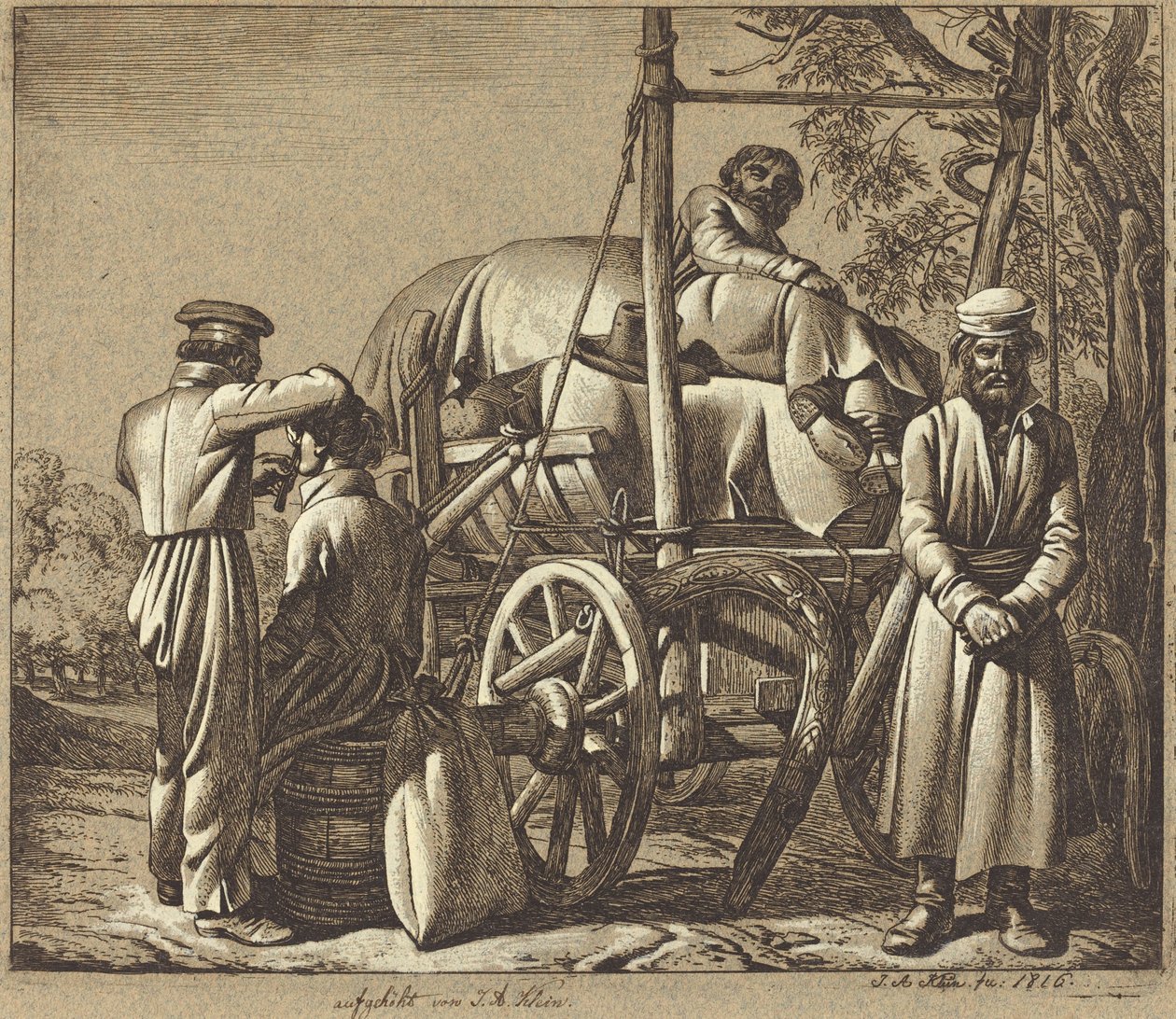 Soldats russes avec un barbier - Johann Adam Klein