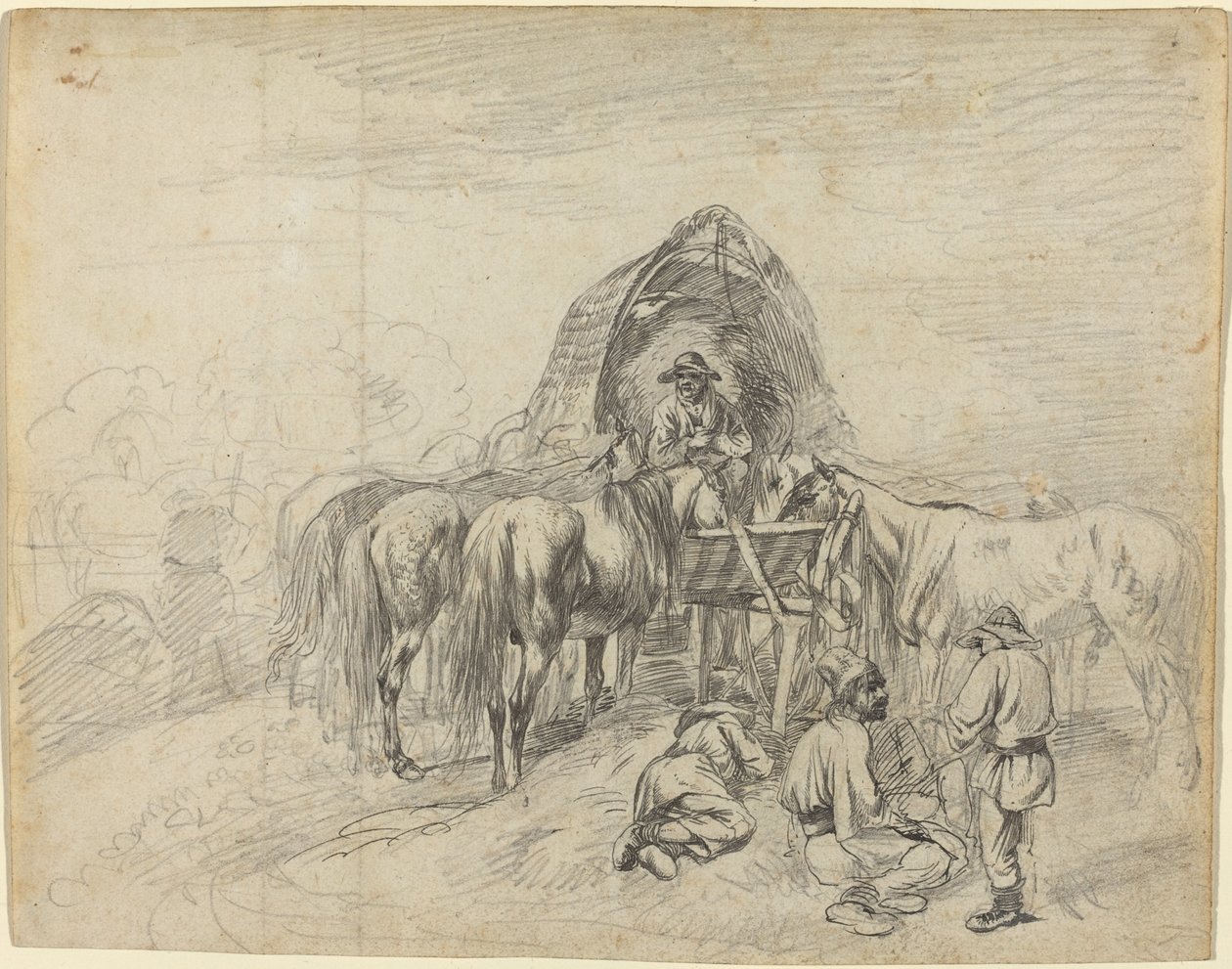 Wagonniers valaches au repos - Johann Adam Klein