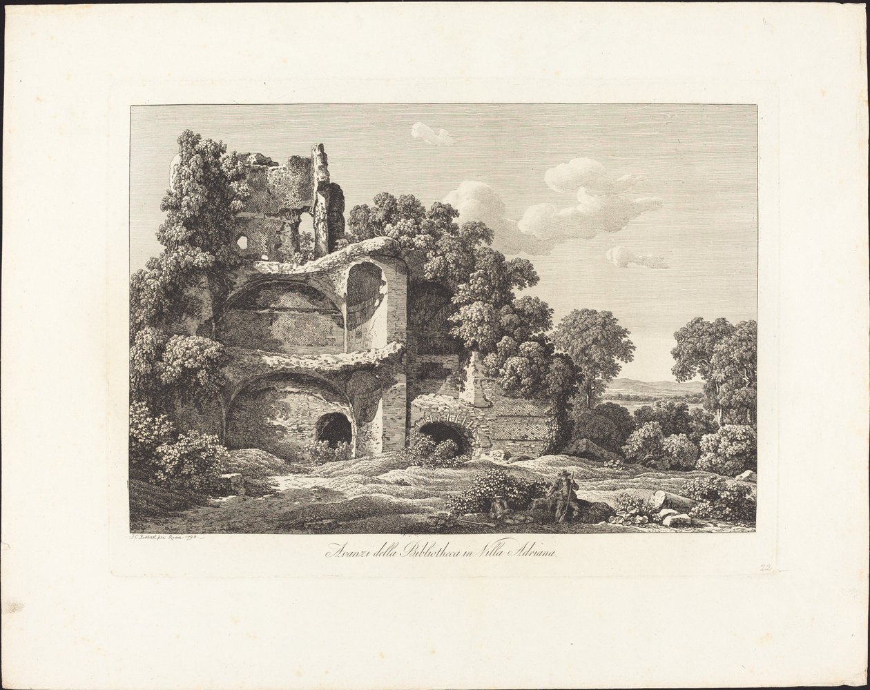 Vestiges de la bibliothèque dans la villa Adriana - Johann Christian Reinhart