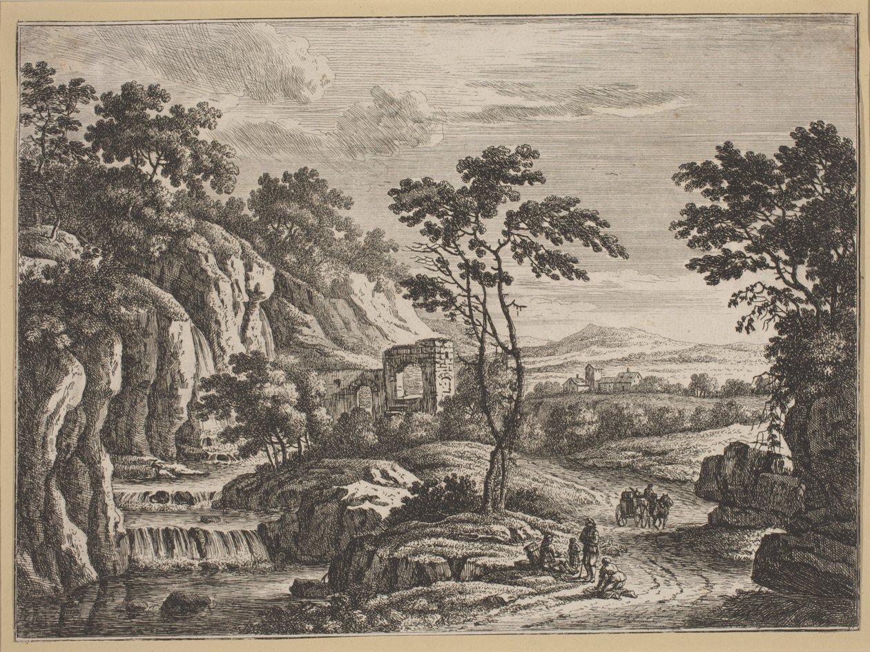 Paysage avec ruines et cascade - Johann Christoph Dietzsch