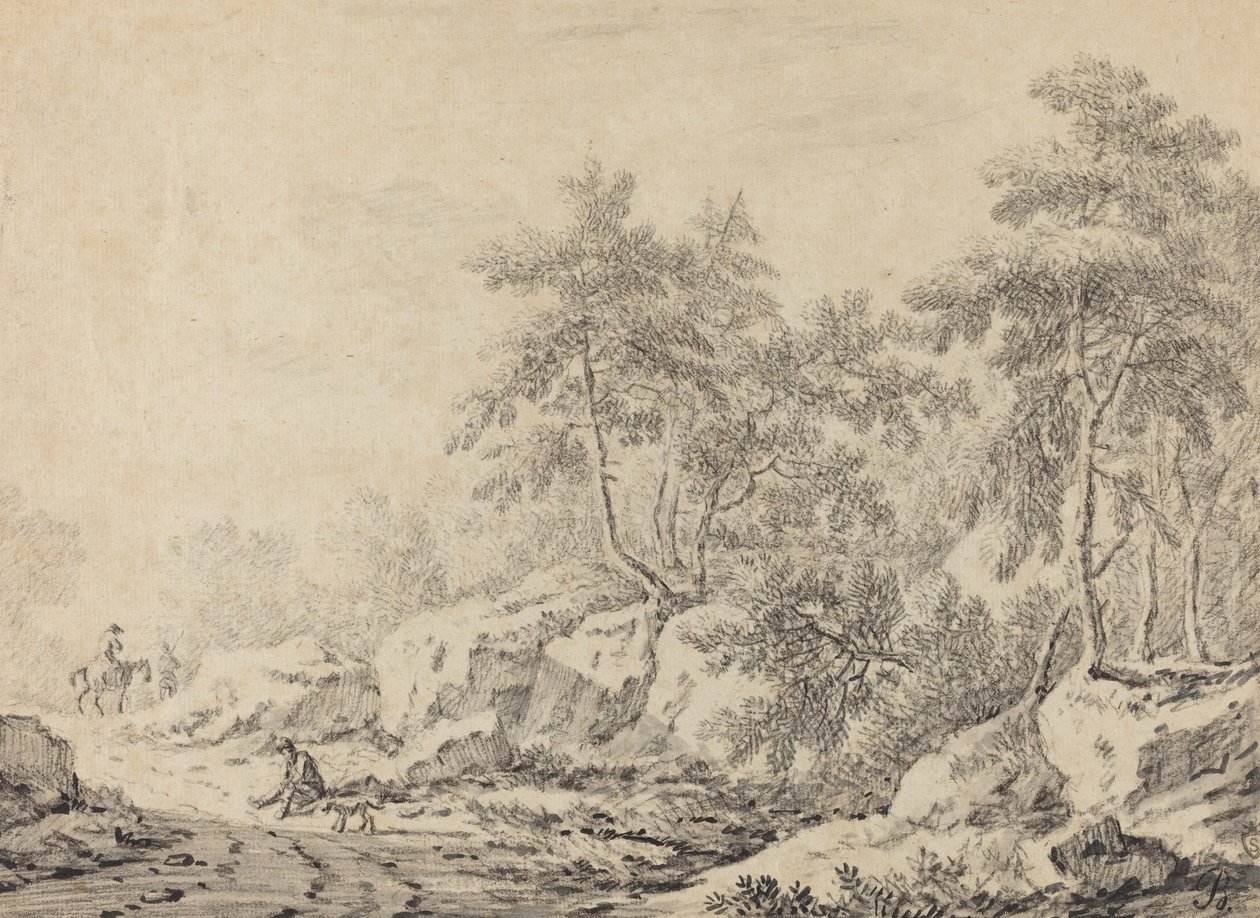 Voyageurs dans un bois rocheux - Johann Christoph Dietzsch