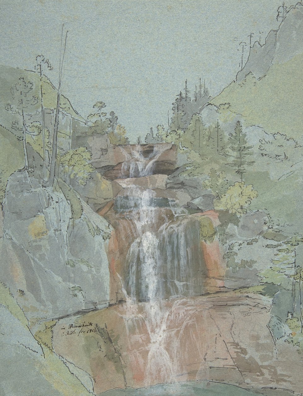 Paysage avec une cascade, 1816 - Johann Christoph Rist