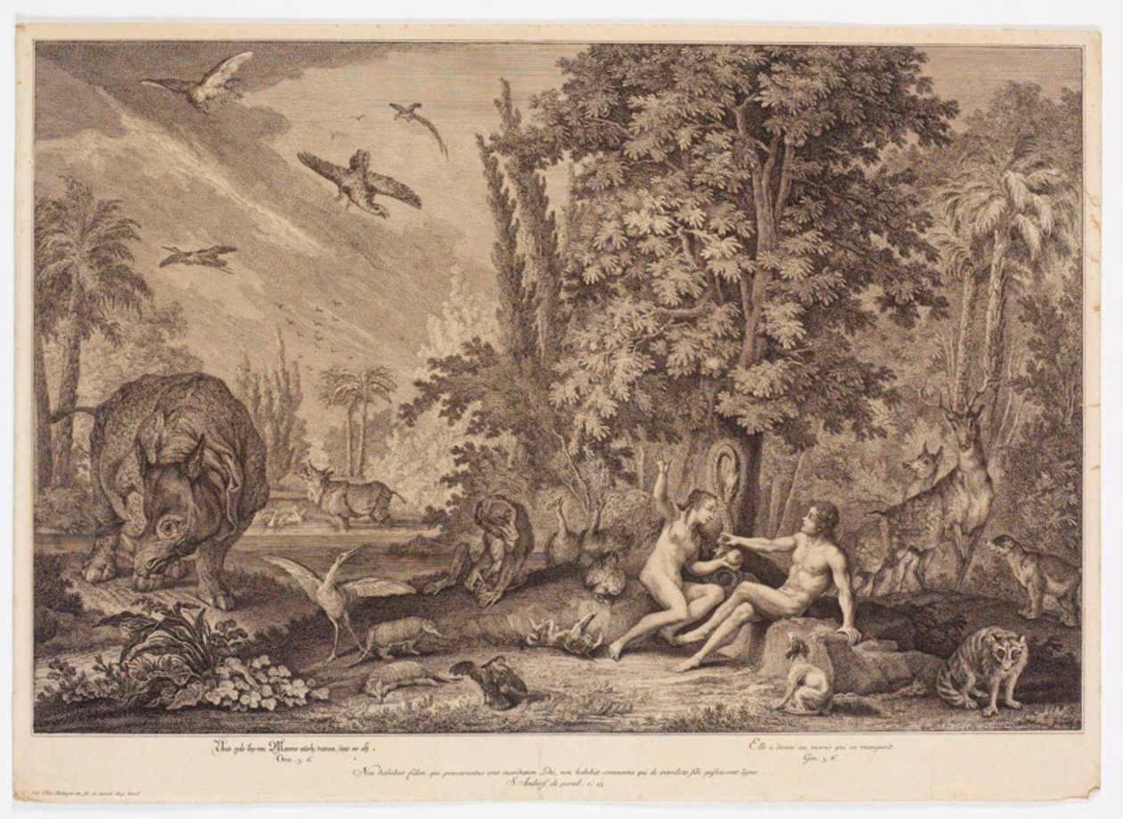 Ève tendant la pomme à Adam - Johann Elias Ridinger