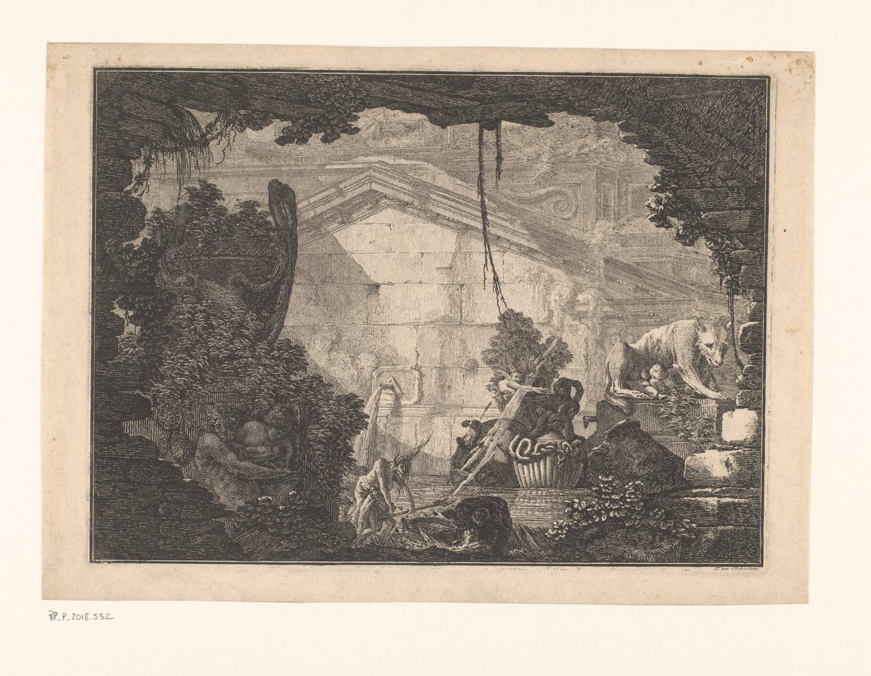 Caprice architectural avec figures - Johann Ferdinand Hetzendorff von Hohenberg