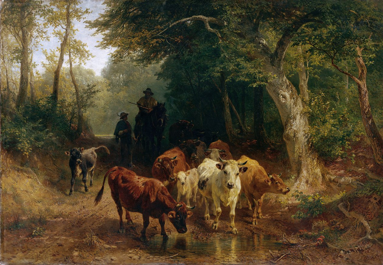 Retour du troupeau de bovins en automne - Johann Friedrich Voltz