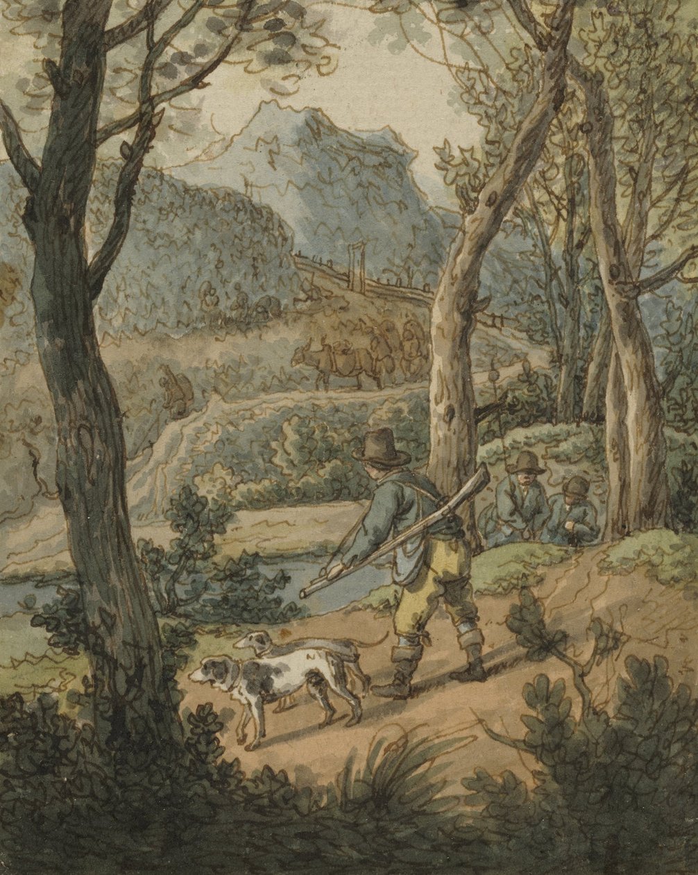 Chasseur avec deux chiens - Johann Georg von Dillis